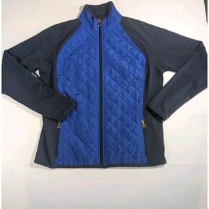 LRL Ralph Lauren Active L-RL blue Black Quilted Fleece Jacket LARGE‎ Excellent